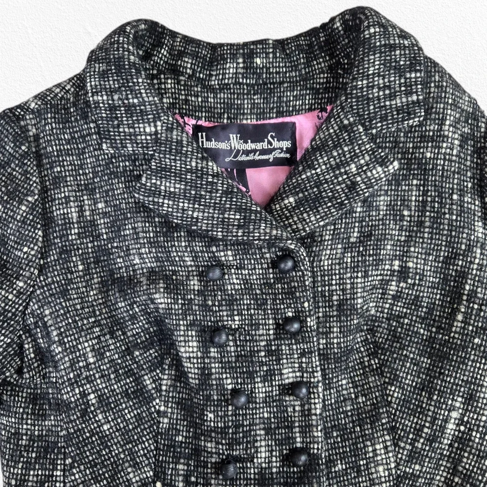1950s Shannon Rodgers Pink Bow Tweed Dress Jacket Set Size Small ILGWU USA Made